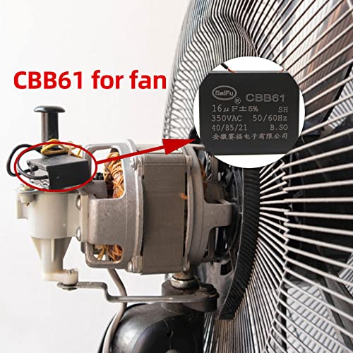AKZYTUE CBB61 Kondenzátor 16uf 350V AC Ventilátor 2-Vezetékes 50/60Hz a Kezdő Elektromos Ventilátor Szivattyú Motor Generátor,