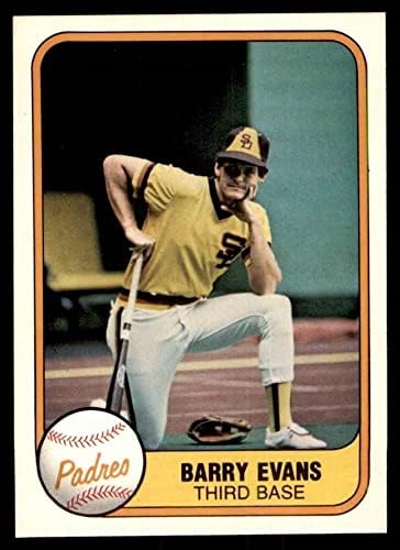 1981 Fleer 499 Barry Evans San Diego Padres (Baseball Kártya) NM/MT Padres