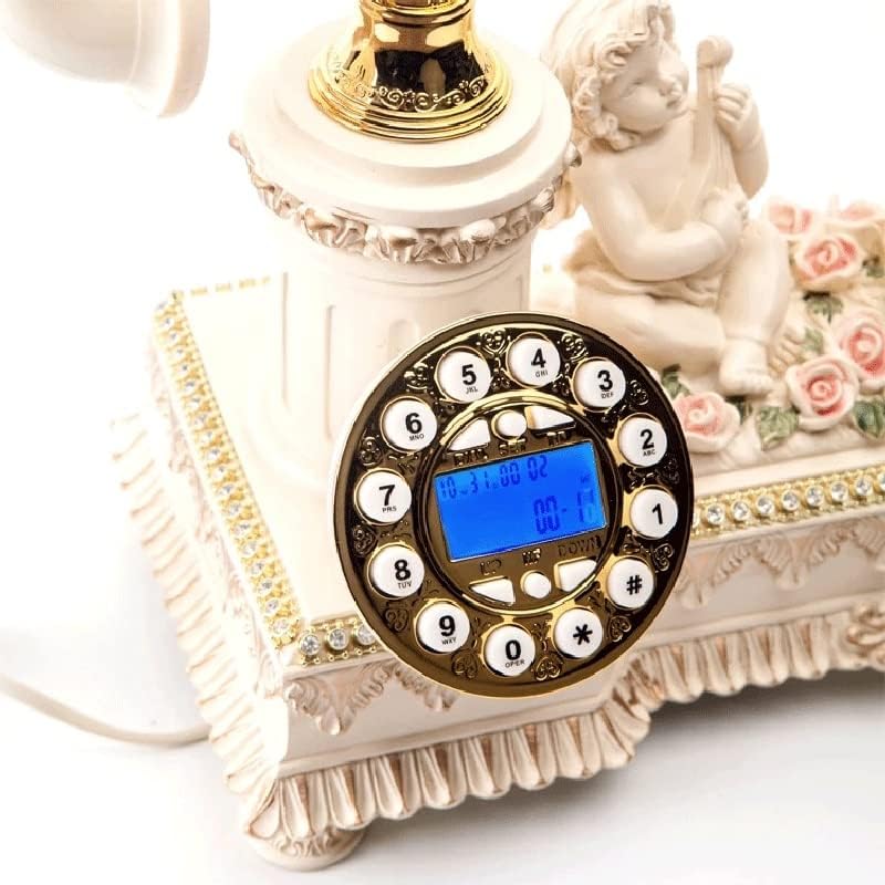 JGQGB Antik Vezetékes Telefon, Vintage Fix Vezetékes Telefon Ámor Európai Gyanta Hívófél-AZONOSÍTÓ Hands Free Home Office