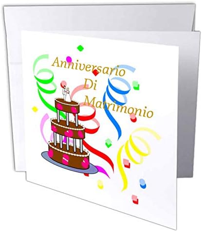 3dRose Kép Boldog Évfordulót a olasz a Torta, Konfetti, - üdvözlőlap, 6, 6 hüvelykes (gc_306900_5)