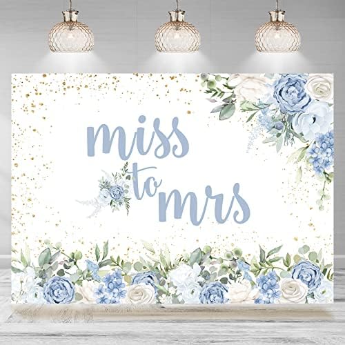 Rsuuinu Miss Mrs Háttérben Kék Virágos Arany Pontok, leánybúcsú Fotózás Háttér Menyasszony Esküvő, Eljegyzés, Buli, Torta Asztal