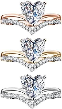 Szív, Fehér, 5-11Wom Esküvői Nők Méret Ékszerek Strasszos Gyűrű Gyűrű GoldSilver Gyűrű Köröm Gyűrűk Nők