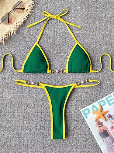 TASHEHE Női Háromszög Bikini Szett, Szexi Brazillian kétrészes Fürdőruha Aranyos fürdőruha