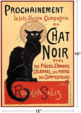 A Le Chat Noir A Fekete Macska Vintage Hirdetés Vintage Illusztráció Art Deco Régi francia Wall Art Nouveau 1920 francia Reklám Vintage Poszter
