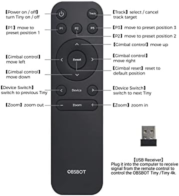 OBSBOT Távirányító OBSBOT Kis/Kicsi 4K-s Webkamera, Kompatibilis a Windows vagy MacOS, 2,4 GHz-es Vezeték nélküli Kapcsolat