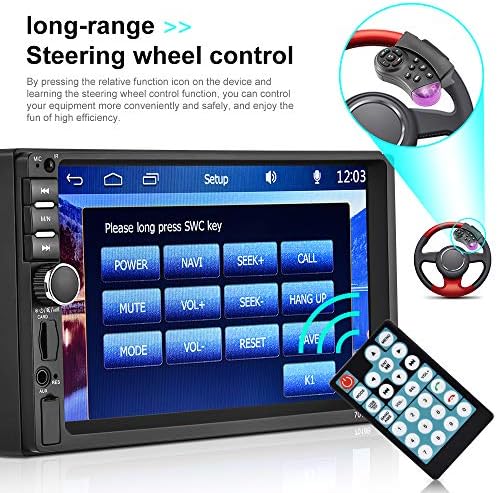 Dupla Din autórádió 7 Hüvelykes HD érintőképernyő, Bluetooth autórádió Biztonsági Kamera Támogatás FM-AUX USB TF Bemeneti Autó MP5 Lejátszó