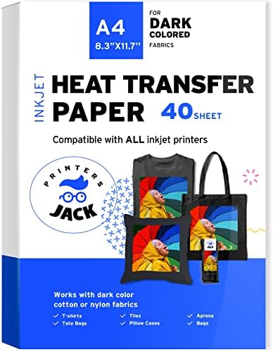 Nyomtatók Jack Iron-A hőátadás Papír Sötét Szövet 40 Pack 8.3x11.7 T-Shirt Transzfer Papír Tintasugaras Nyomtató Mossa Tartós, Hosszú