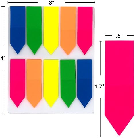 Emraw Színes Ragadós Nyíl Zászlók Oldalon Jelölő Index Lapok, 0.5 X 1.7 Neon Világos Színű Egyéni Stick Cserélhető Dugd Indexelés Zászlók