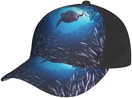 A víz alatti Tengeri Oroszlán Nyomtatott Baseball Sapka, Állítható Apa Kap,Alkalmas Minden Időjárási Futó Szabadtéri Tevékenységek