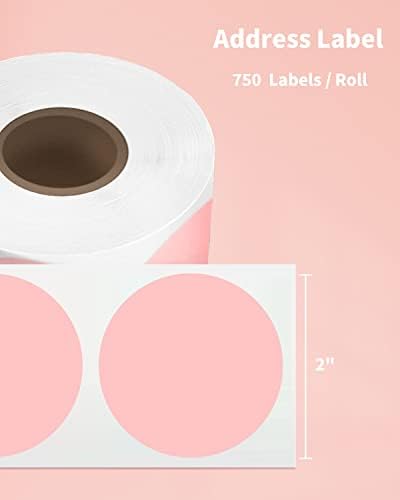 Phomemo Címke Nyomtató Termikus Kerek Rózsaszín Címke - 2, 750 Lap，1 Roll