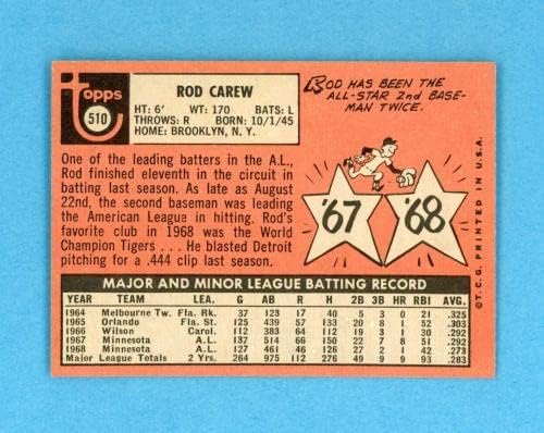 1969 Topps 510 Rod Carew Minnesota Twins Baseball Kártya Ex+/Ex++ - Asztalon Baseball Kártyák