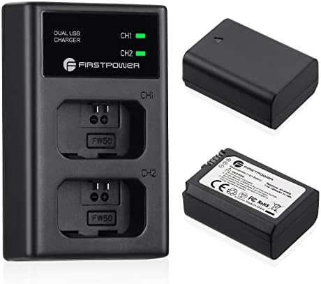 FirstPower NP-FW50 Akkumulátor 2-Pack Dual USB Töltő Kompatibilis Sony A6000 A6300 A6400 A6500 A7 A7II A7RII A7SII A7S A7S2 A7R A7R2