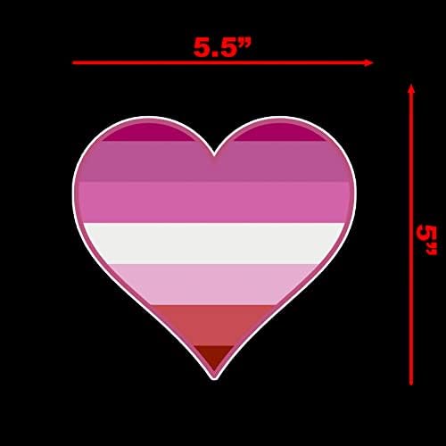Leszbikus Pride Flag Szív Matrica, Matrica Notebook Autós Laptop 5.5x5 (Szín)