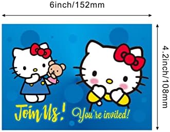 UFLIGS 24PCS Hello Kitty macska Szülinapi Meghívókat,Hello Kitty macska Meghívókat Szülinapi Parti Kellékek Dekoráció (Invitations24pc)