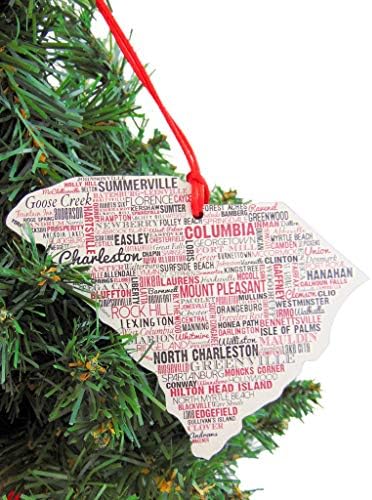 Dél-Karolina Dísz Kézzel, Fából Készült Karácsonyfa Díszítés, 4 Inch