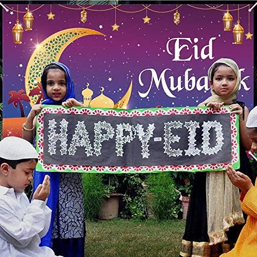 Eid Mubarak Hátteret, Eid Mubarak Parti Dekoráció, Ramadan Mubarak Hátteret, Háttérben a Ramadán Party Kellékek Banner Fotó Kellék(6x3.6ft)