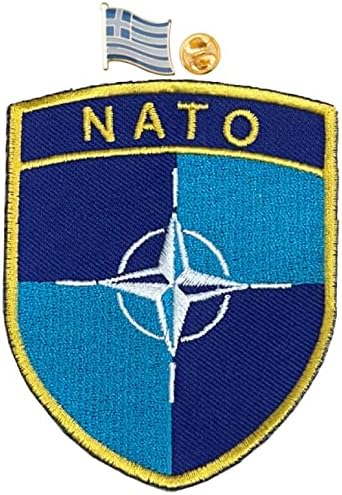 Egy-EGY 3D-s NATO-Szimbólum Hímzés Javítás + Görögország Katonai Zászló Zománc-Pin-kódot, Applied a Baseball Sapka Outwear Hátizsák,