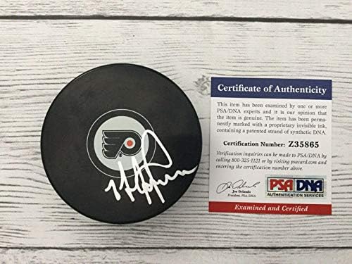 Mike Ricci Aláírt Dedikált Philadelphia Flyers Jégkorong PSA DNS-COA-b - Dedikált NHL Korong