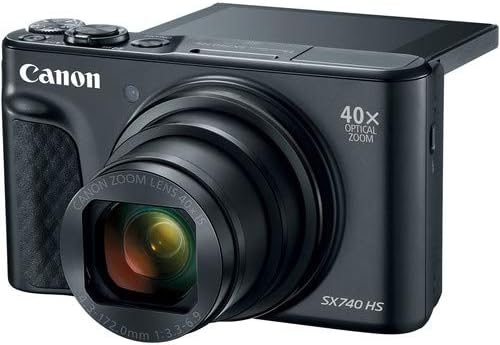 Canon PowerShot SX740 HS Digitális Fényképezőgép (Fekete), a 64 GB-os Kártya + Prémium Fényképezőgép tok + 2 akku + Állvány