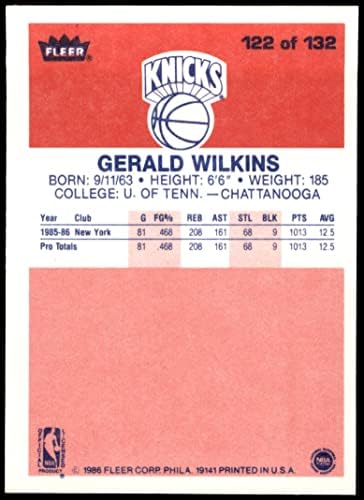 1986 Fleer 122 Gerald Wilkins New York Knicks (Kosárlabda Kártya) NM/MT Knicks Tennessee a Chattanooga
