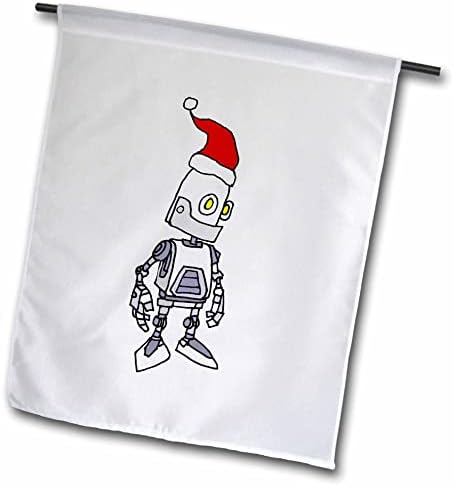3dRose Aranyos, Vicces Robot Rajta Télapó sapka Karácsonyi Technológia Rajzfilm - Zászlók (fl_353829_1)