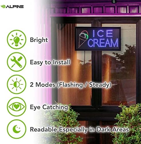 Alpesi LED Fagyit neonreklám Üzleti High-Tech Edzett Üveg, Fényes Elektromos Kijelző Alá Téglalap alakú 19x10 hüvelyk Két Mód Villog