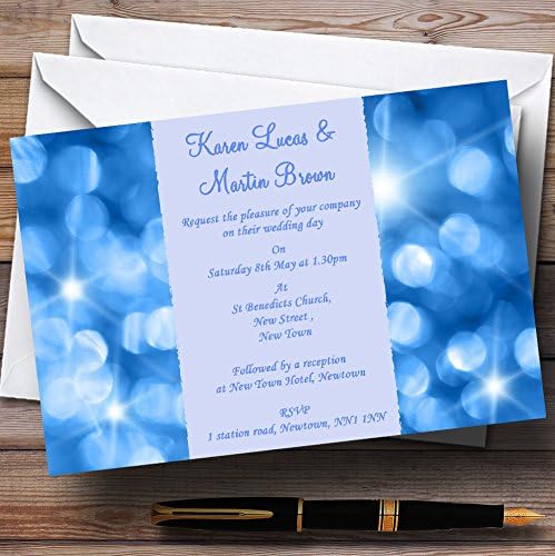 Csillogó Kék Fények Személyre Szabott Esküvői Meghívók