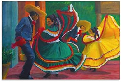 BLUDUG Olaj, Vászon Poszter Mexikói Művészeti Plakátok néptánc Poszter Vászon Festmény Wall Art Plakát Hálószoba, Nappali Decor20x30inch(50x75cm)