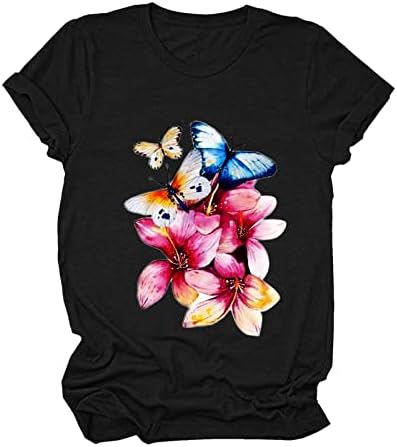 Maximum a Nők az Alkalmi, Rövid Ujjú Legénység Nyak póló Aranyos Virágos Grafikus Póló Trendi Tshirts