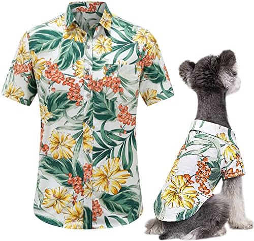 Secodrout Hawaii Stílusú Virágos Kutya Póló, Pet Nyári Pólók, jól Szellőző, Hűvös Ruhát Hawaii Ing a Kis Macskák, Kutyák Tulajdonosa Pet Ing