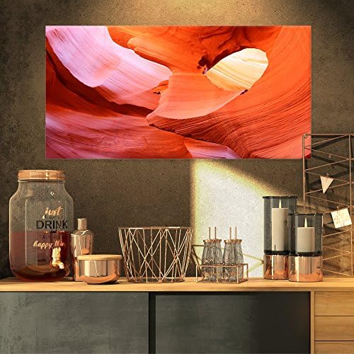 Designart Antelope Canyon Belül-Tájkép Fotó, Vászon Art Print-36x28in-Multipanel 3 Darab, 36x28-3 Panelek, Barna