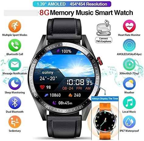 BYOKA 20 454 * 454 Képernyő Okos Nézni a Férfiak Mindig A Kijelző az Időt Bluetooth Hívás 8G Helyi Zenei Link TWS Smartwatch