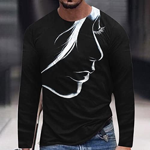 T-Shirt Férfi 3D Egész Nyomtatás Legénység Nyak Hosszú Ujjú Póló Blúz, Színes Grafikus Sweatwear Valentin-Maximum