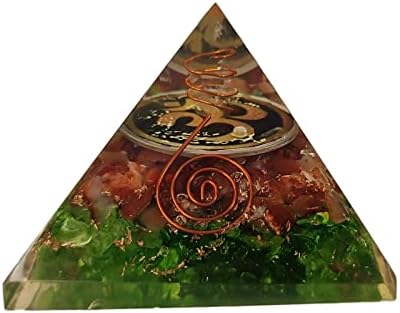 Sharvgun Orgonite Piramis Carnelian & Peridot Drágakő Virág az Élet Orgon Piramis Negatív Energia Védelem 65-70 MM, Etra Nagy