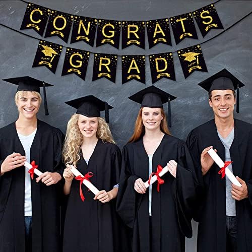 Arany, Fekete, Csillogó Congrats Grad Banner 2023 Congrats Grad Érettségi Banner Ballagás Dekoráció Osztály 2023 Gratulálok Diplomás
