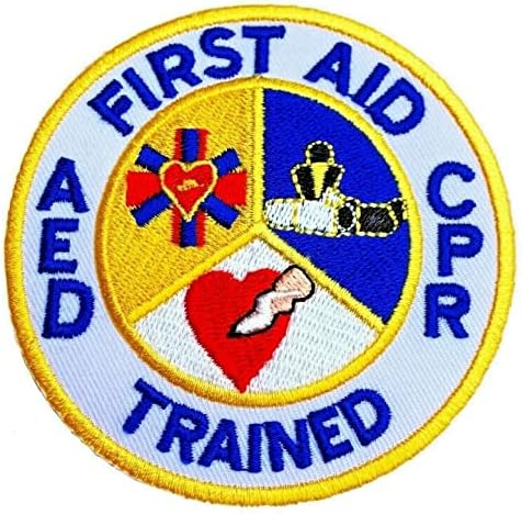 Elsősegély CPR-AED Képzett Folt (3 Hüvelyk) Hímzett Vas vagy Varrjuk fel a Jelvényt DIY Applied Mentőautót Táska, Kabát, Ing