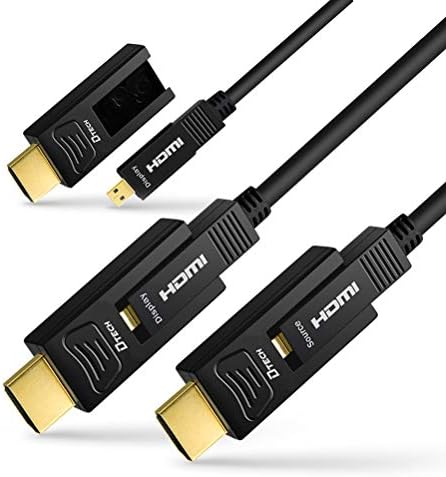 DTech Optikai HDMI Kábel 50 Méter Ultra HD-4K-60Hz 444 Chroma Subsampling 18Gbps nagysebességű Kettős Micro HDMI Szabványos HDMI-Csatlakozó