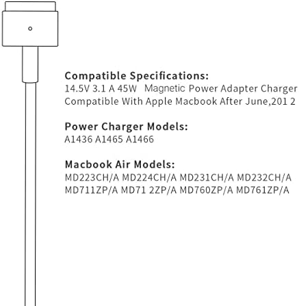 Mac Book Air Töltő, AC 45W Mágneses T-Tipp Adapter Töltő Kompatibilis MacBook Air 11-es/13 hüvelykes (2012-2017)