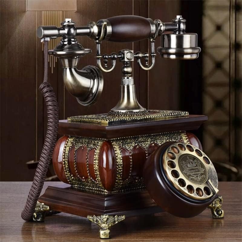 GaYouny Telefon Tömör Fa, Retro Rotary Telefonvonal Európai Klasszikus Telefon-Home Vezetékes Asztal Dekoráció Klasszikus
