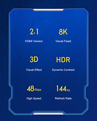 HDMI 2.1 Kábel, Hagibis 8K 48Gbps Ultra High Speed HDMI Kábel, 8K60Hz 4K120Hz 144 hz eARC HDR HDCP 2.2 2.3 Kompatibilis Roku Samsung