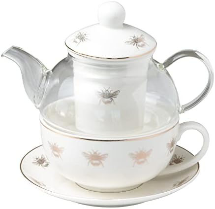 Grace Teaware 5-Darab Üveg, Porcelán 13-Uncia Tea Egy Ampulla (Arany Méhek)