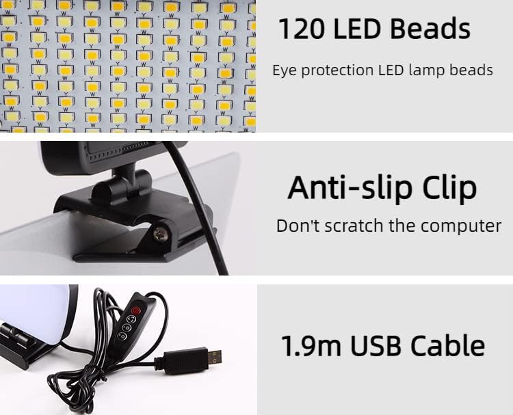 LED Clip Lámpa 3 Fény Mód a Munka, a Tanulás, videokonferencia Világítás Hordozható Állítható Webkamera Világítás Smink Élő Streaming Smink
