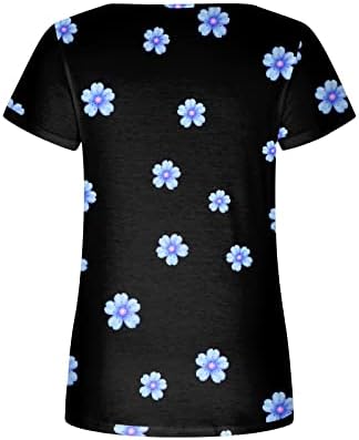 Camiseta estampada con Cuello cuadrado Camisetas de a Manga Corta para Mujer Blusa Camiseta holgada con Cuello en V ropa