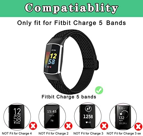 BOTNUW 4 Csomag Gumiszalag Kompatibilis Fitbit Díj 5 Karszalag Fitness Okos Nézni, Puha Hurok Állítható Nylon Lélegző, Rugalmas
