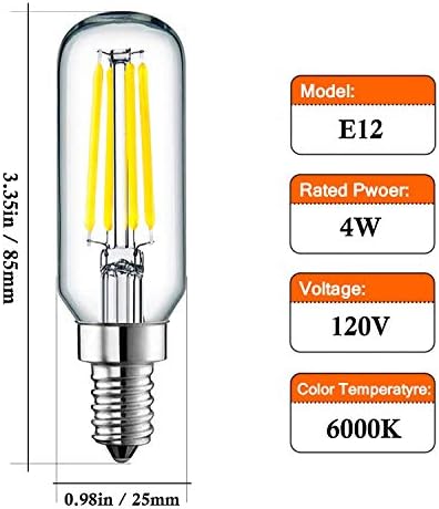 Attaljus E12 LED Izzók, 4W Egyenlő 35W E12 Gyertyatartót LED Izzó, fényes Nappal 6000K Átlátszó Üveg, T6 T25 E12 Edison-Izzó, a Mennyezeti