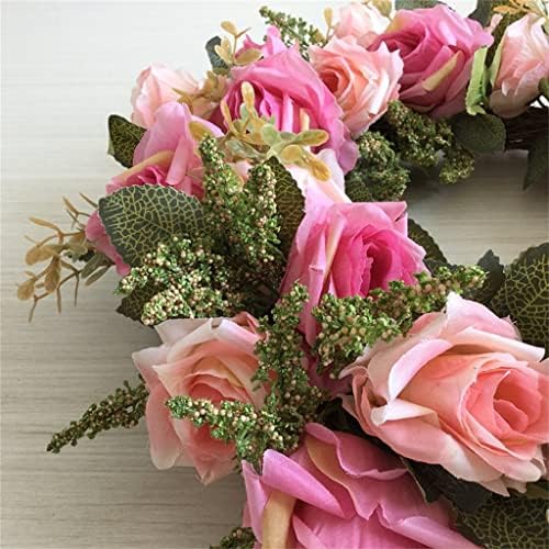 YASEZ 17 Hüvelyk Két Színű Rózsa Virág Gally Bázis Koszorú, Esküvői Virág, Koszorú Ajtó Dekoráció