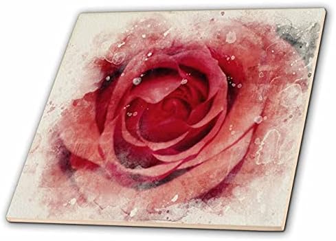 3dRose Mély Piros Közelről Rose Kép Akvarell - Csempe (ct_349402_1)