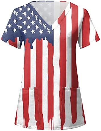 viyabling július 4-én az Amerikai Zászló Rövid Ujjú Alkalmi Gomb Pólók Női Felsők Nyári Blúzok Üzleti Ing 2023