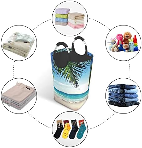 Trópusi Pálmafa Hawaii Beach Piszkos Ruha Csomag, Összecsukható, Fogantyúval, Alkalmas Fürdőszoba Szekrény Otthoni Tárolás
