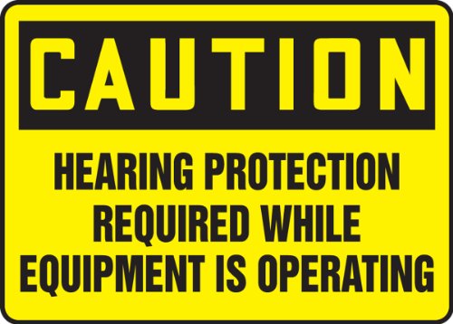 Accuform MPPE712VP Műanyag Biztonsági Jel,Vigyázat hallásvédő Szükséges, Miközben a Berendezés Működési, 10 Hossz x 14 Szélesség